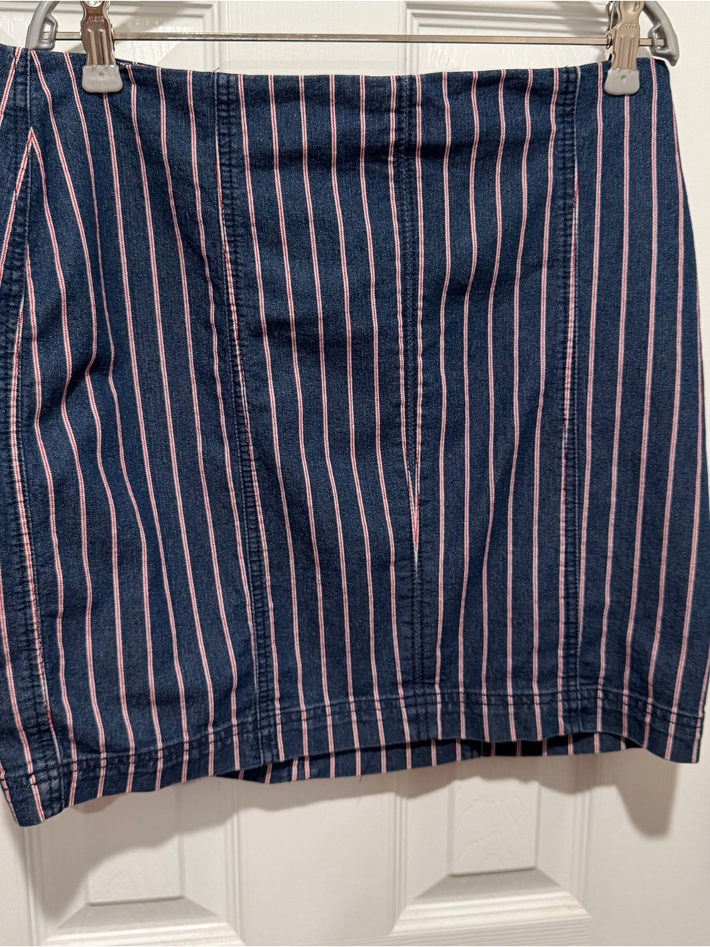 Alter’d State Navy Pink Pinstripe Mini Skirt Women’s Large Preppy Cottagecore